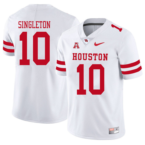 2018 Men #10 Raelon Singleton Houston Cougars College Football Jerseys Sale-White - Click Image to Close